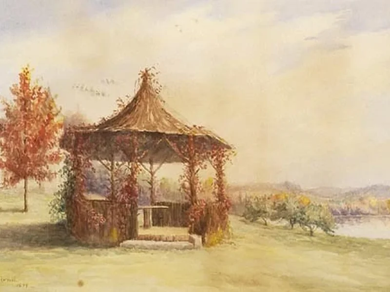 1837-Anna Chamberlain Freeland - Paesaggio autunnale con gazebo